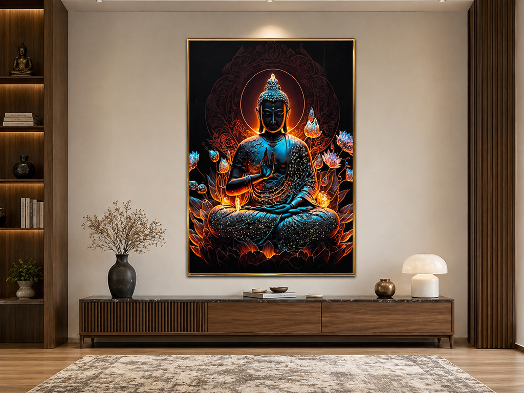 Lotus Buddha Diamond Crystal Porcelain Wall Art