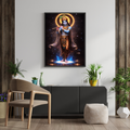 Lord Krishna Cosmic Flute Wall Art - Framed Canvas Print
