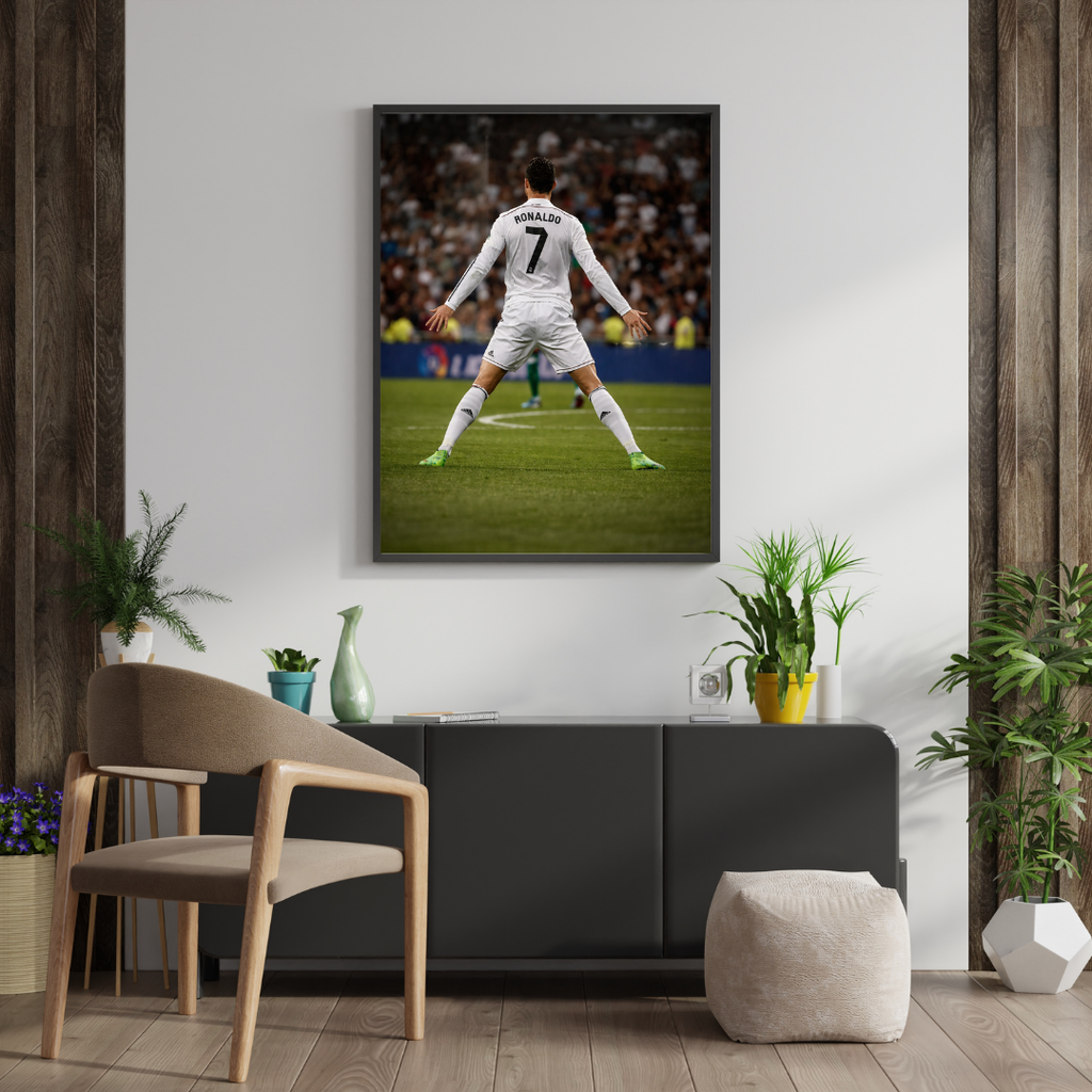 Ronaldo Number 7 Football Wall Art - Framed Canvas Print