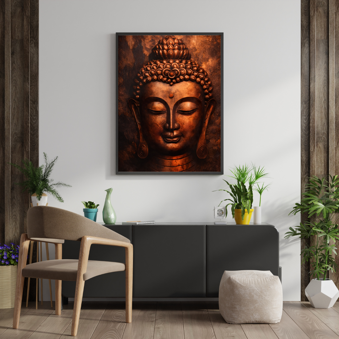 Golden Buddha Wall Art – Framed Canvas Print