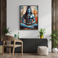 Lord Shiva Meditation Abstract Wall Art - Framed Canvas Print