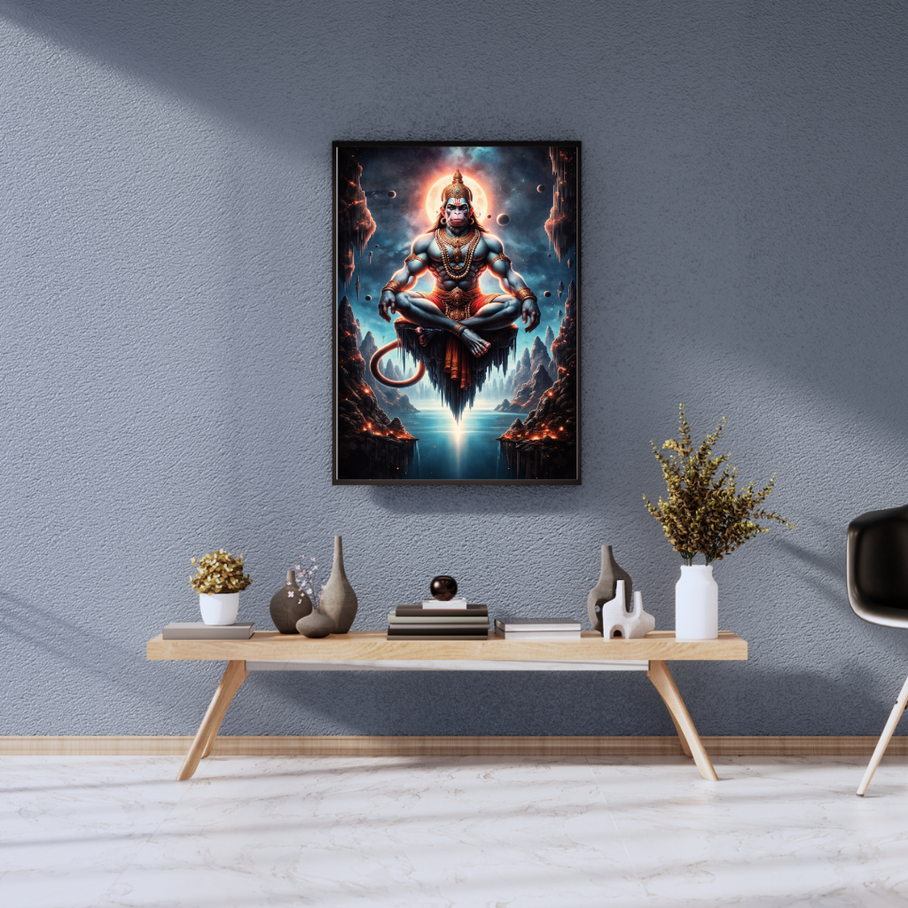Meditating Hanuman Wall Art – Framed Canvas Print