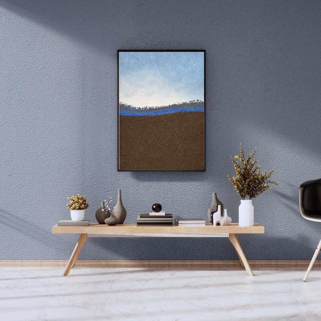 Minimalist Earth and Sky Landscape Wall Art - Framed Canvas Print
