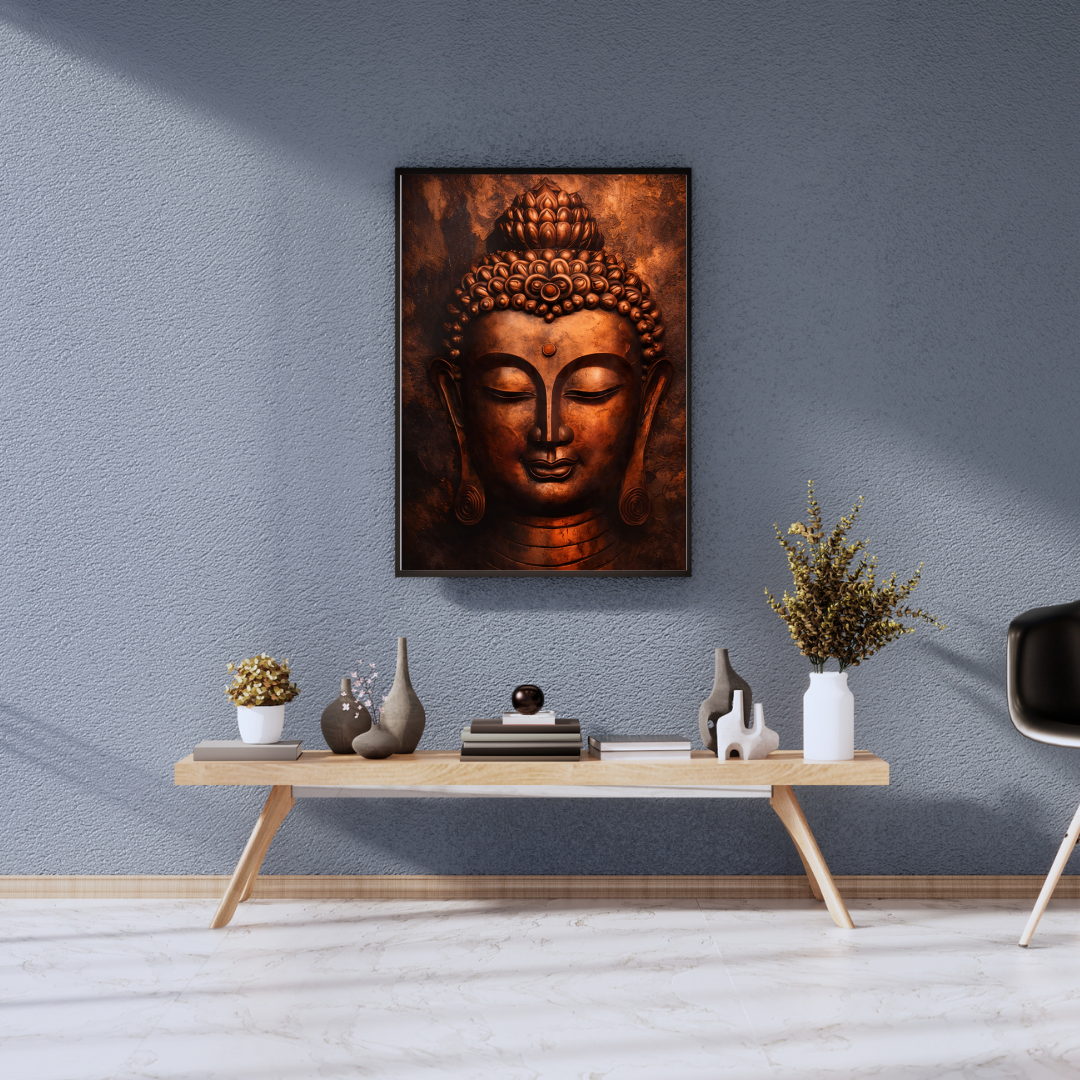 Golden Buddha Wall Art – Framed Canvas Print