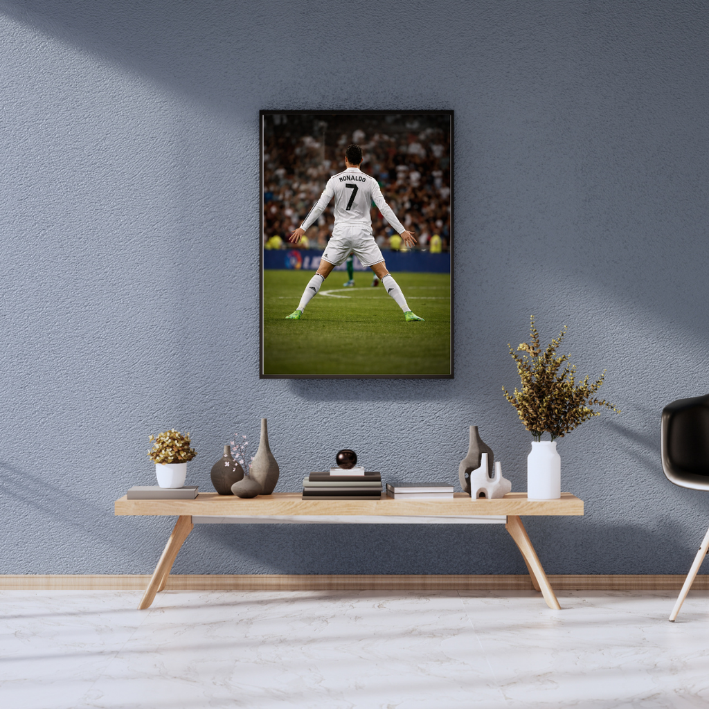 Ronaldo Number 7 Football Wall Art - Framed Canvas Print