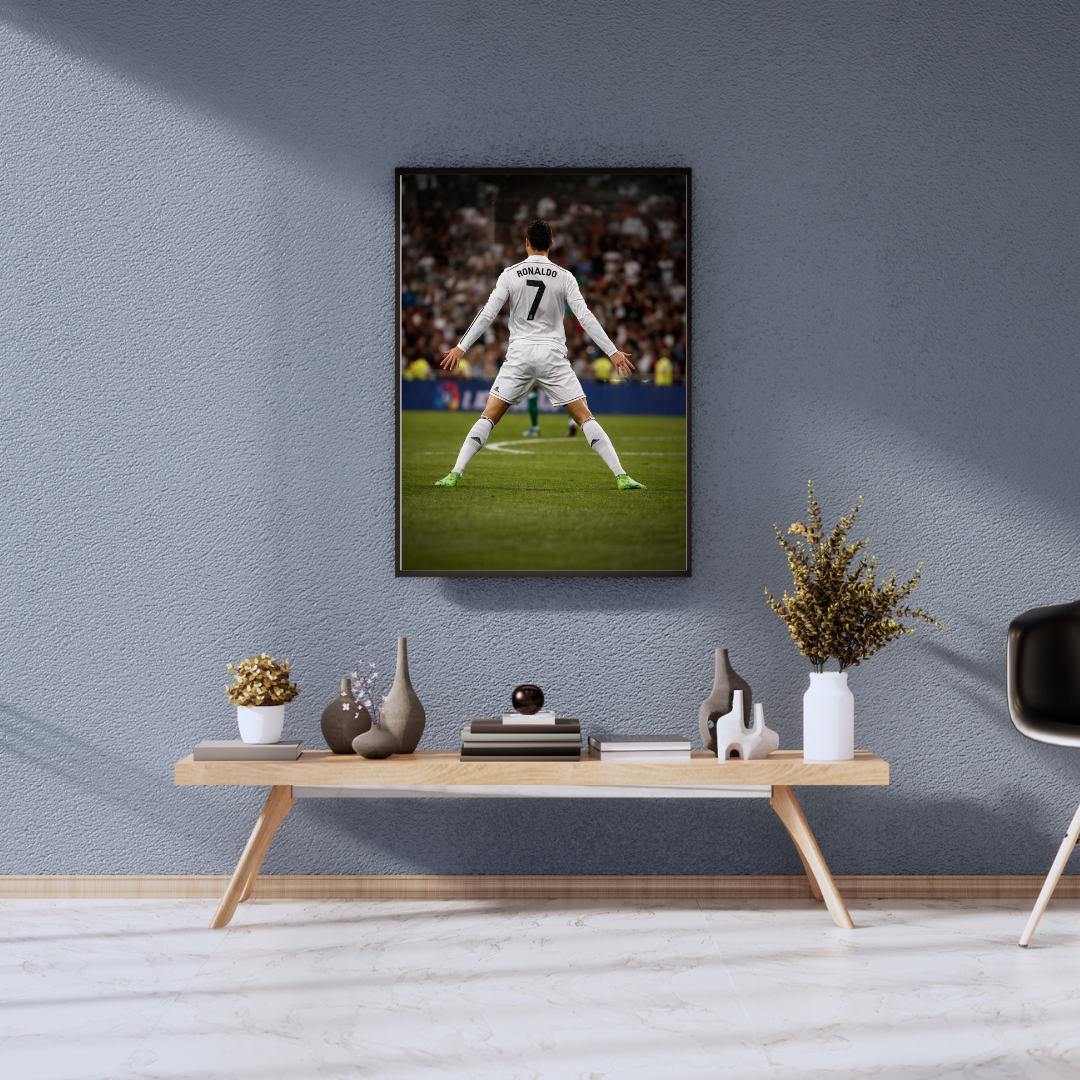 Ronaldo Number 7 Football Wall Art - Framed Canvas Print