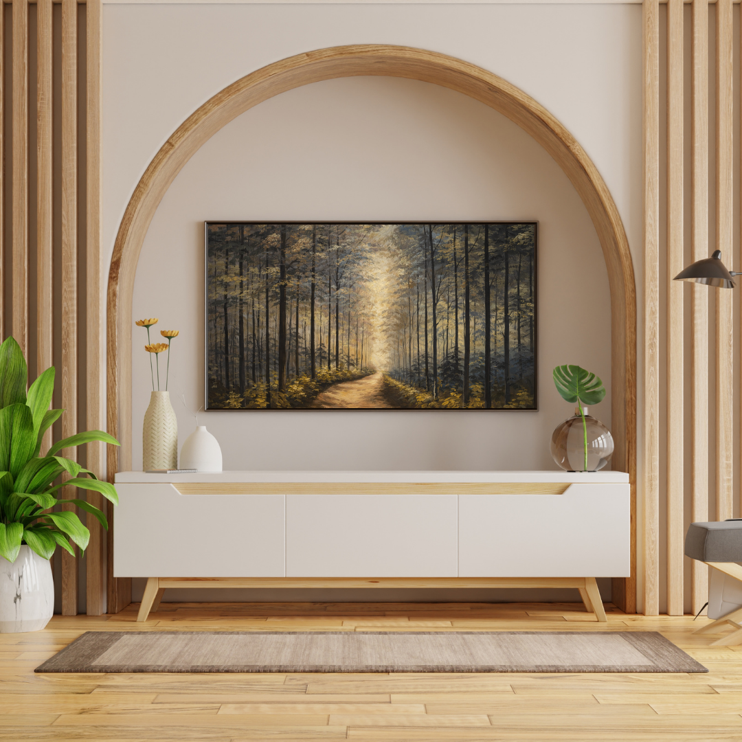 Enchanted Forest Path Oil Painting Wall Art - Framed Canvas Print