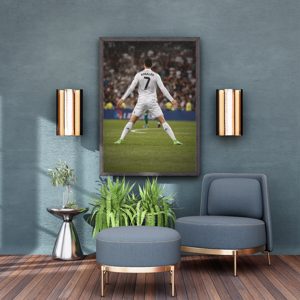 Ronaldo Number 7 Football Wall Art - Framed Canvas Print