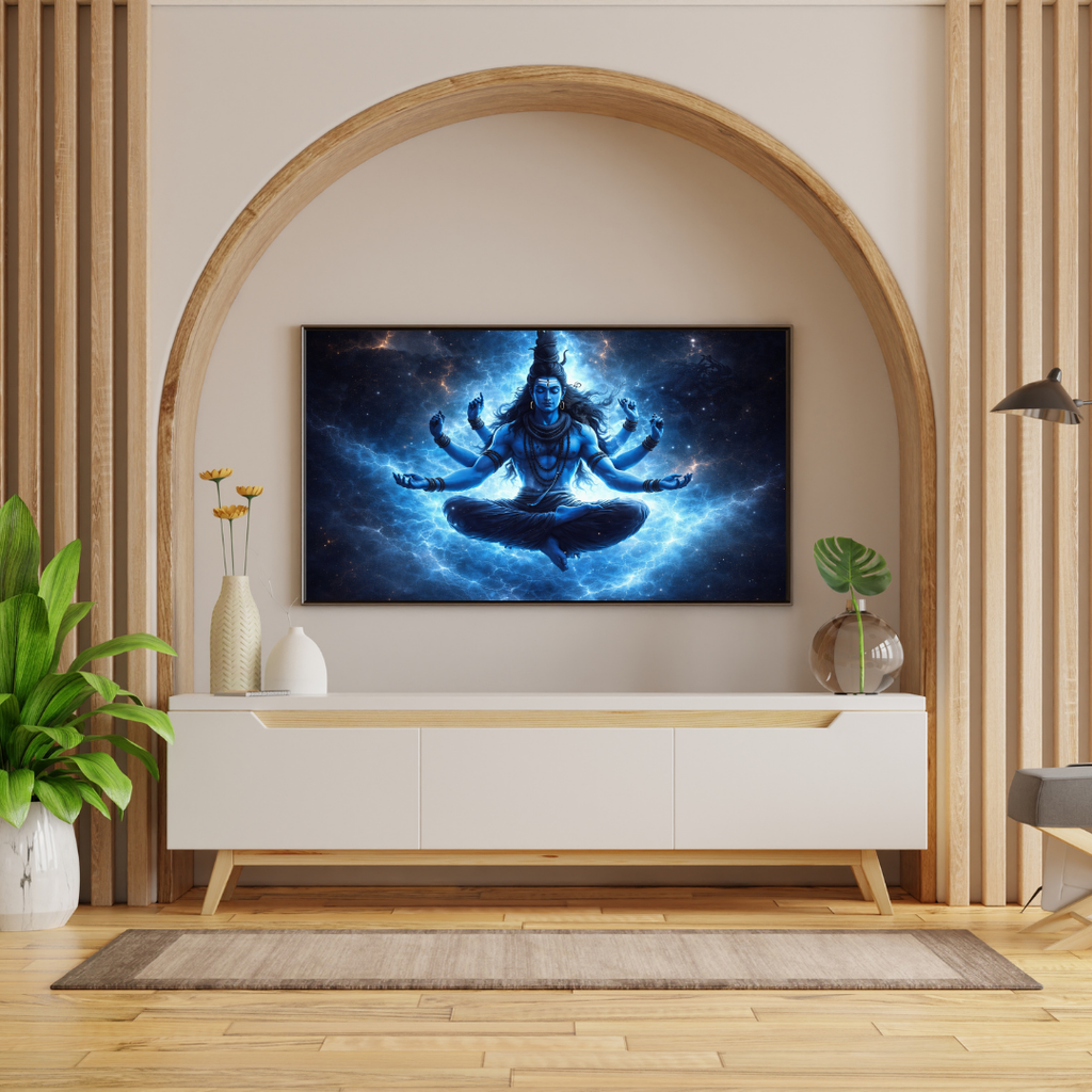 Lord Shiva Cosmic Multi-Armed Wall Art - Framed Canvas Print