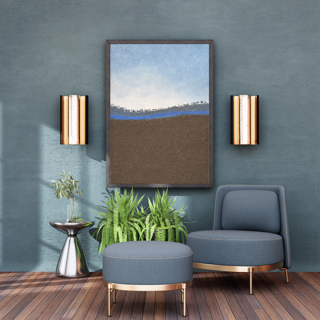 Minimalist Earth and Sky Landscape Wall Art - Framed Canvas Print