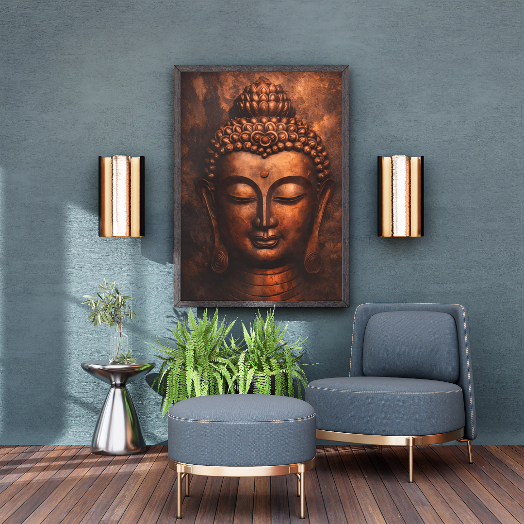 Golden Buddha Wall Art – Framed Canvas Print