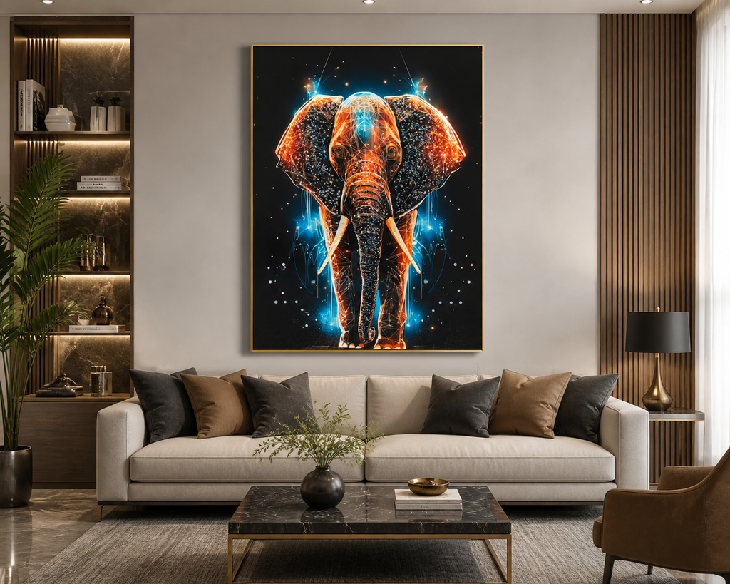 Elephant  Diamond Crystal Porcelain Wall Art