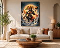 Panchamukhi Hanuman Cosmic Wall Art - Framed Canvas Print