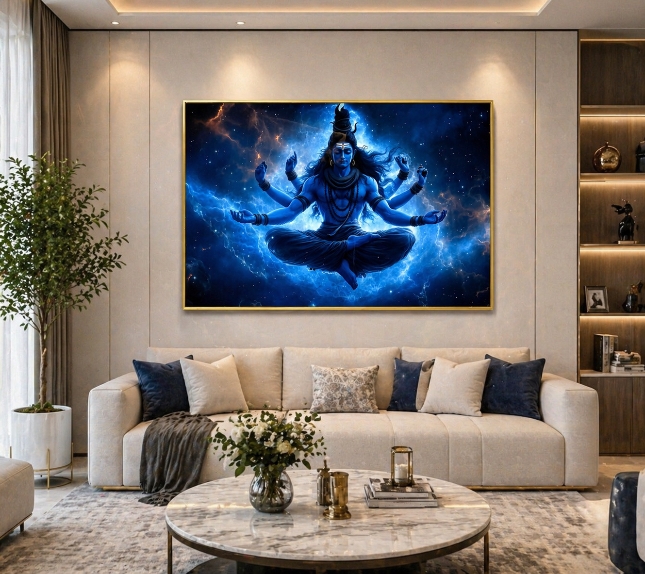 Lord Shiva Cosmic Multi-Armed Wall Art - Framed Canvas Print