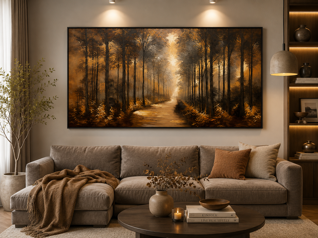 Enchanted Forest Path Oil Painting Wall Art - Framed Canvas Print