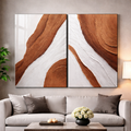 Terracotta Flow Abstract Diptych Acrylic Painting