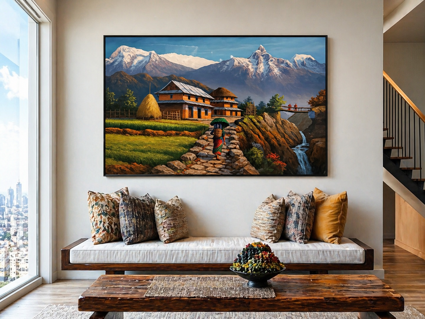 Nepali Village Woman Annapurna Wall Art - Framed Canvas Print