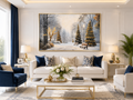 Winter Park Christmas Eve Oil Painting Wall Art - Framed Canvas Print
