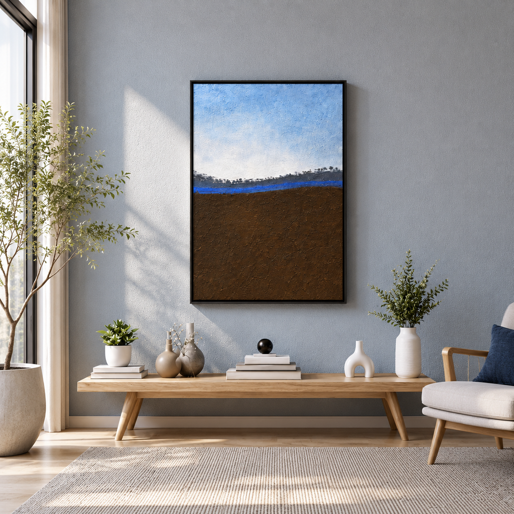 Minimalist Earth and Sky Landscape Wall Art - Framed Canvas Print