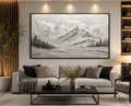 Misty Snow Mountain Lake Oil Painting Wall Art - Framed Canvas Print