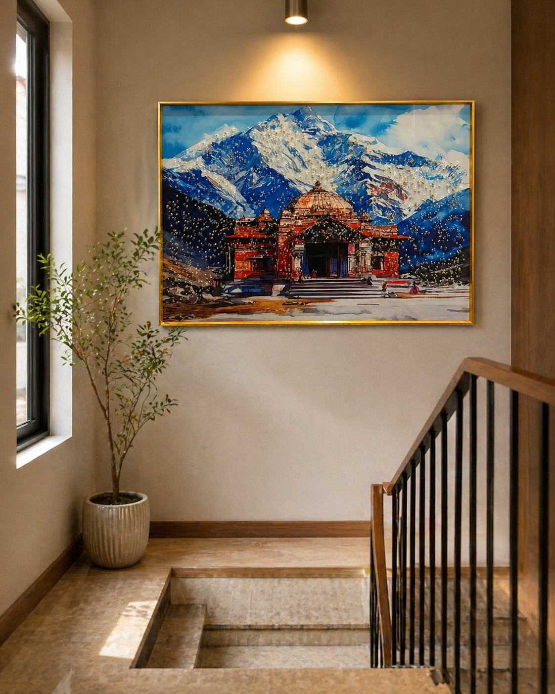 Kedarnath Temple Himalaya Diamond Crystal Porcelain Wall Art