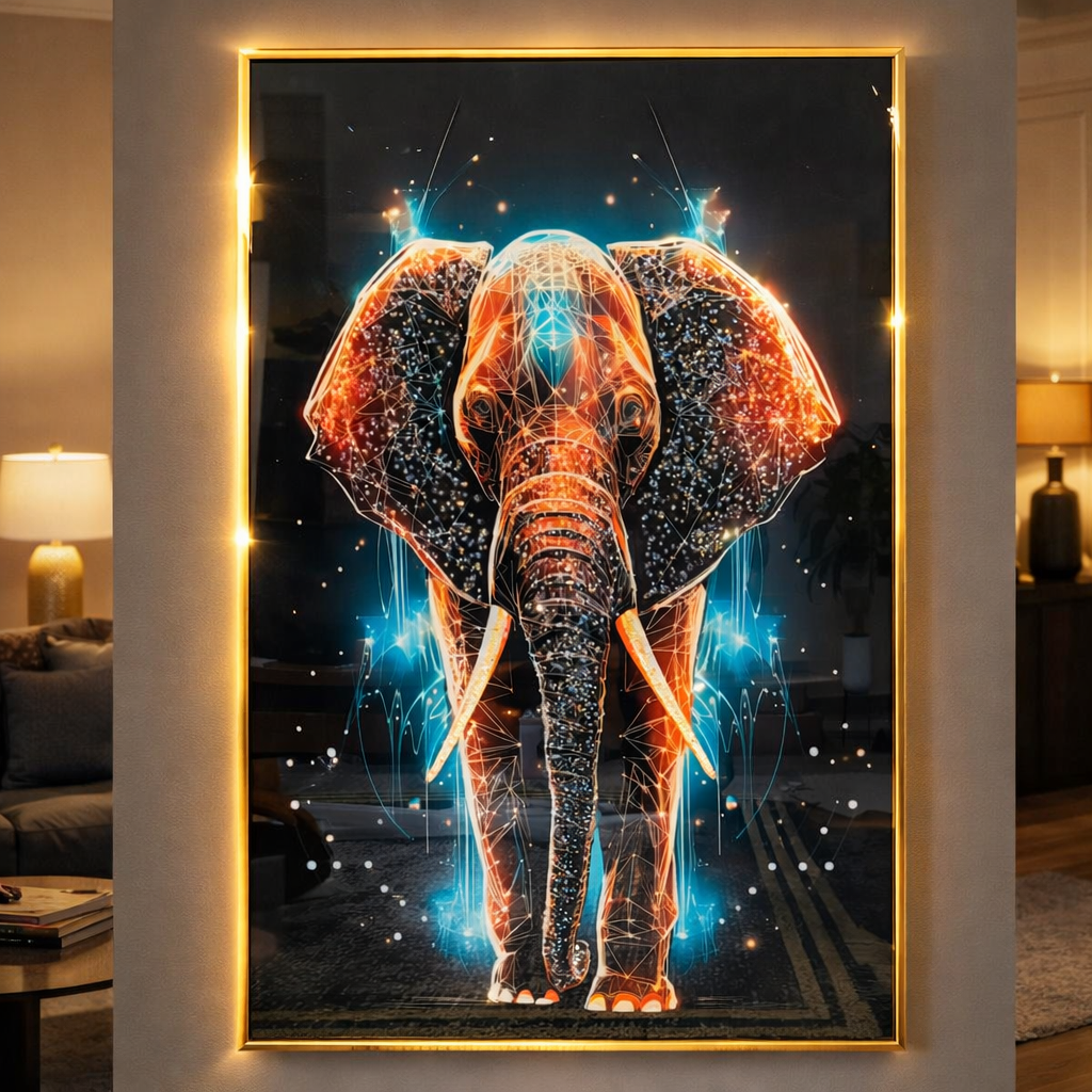 Elephant  Diamond Crystal Porcelain Wall Art